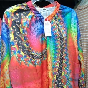 Long sleeve tye die silky soft top